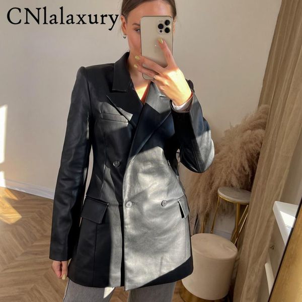 jackets autumn new leather blazer jacket 2022 women spring pu single button coat fit waist motorcycle fashion jackets street outwear, Black;brown